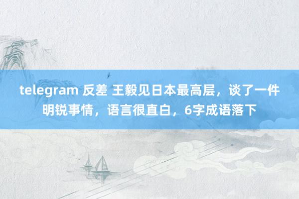 telegram 反差 王毅见日本最高层，谈了一件明锐事情，语言很直白，6字成语落下