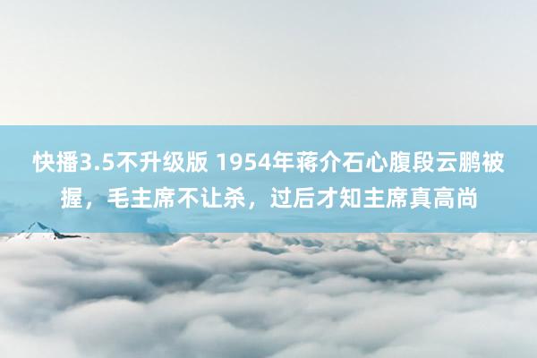 快播3.5不升级版 1954年蒋介石心腹段云鹏被握，毛主席不让杀，过后才知主席真高尚