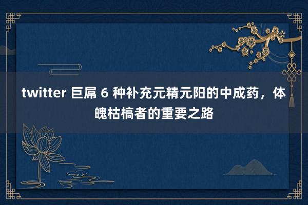 twitter 巨屌 6 种补充元精元阳的中成药，体魄枯槁者的重要之路
